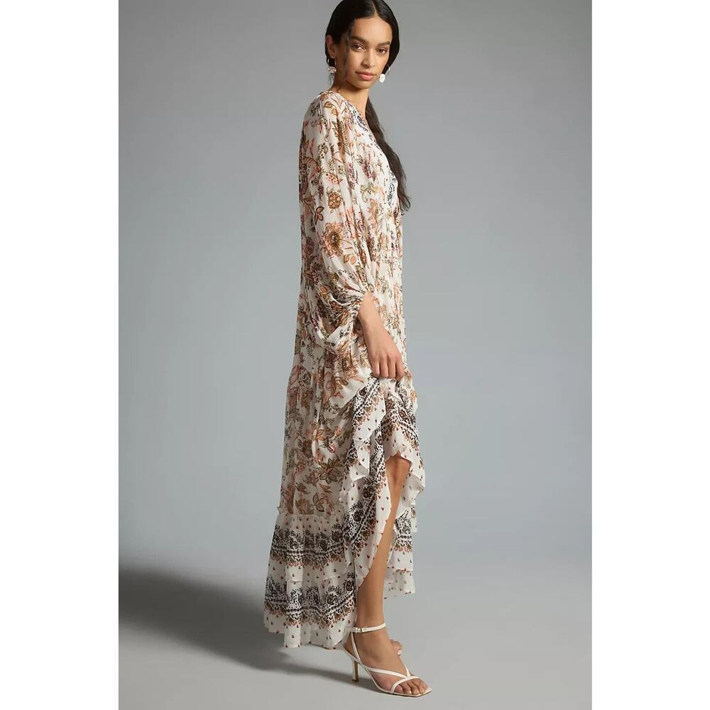 NWD By Anthropologie V-Neck Long-Sleeve Maxi Dress Size XXS Neutral #MA412 - Picture 4 of 13